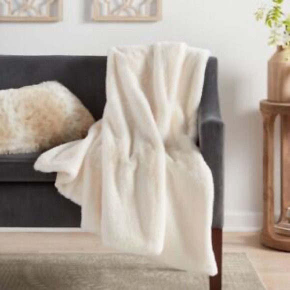 Threshold Other - Threshold Faux Rabbit Fur Soft Throw Blanket Threshold Off White 60"x50"